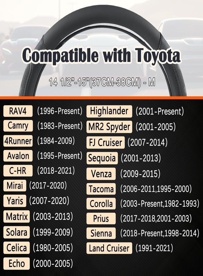 GIANT PANDA Car Steering Wheel Cover for Toyota RAV4,Camry,Highlander,Corolla,Prius,Tacoma,Standard Size - Black - Image 2